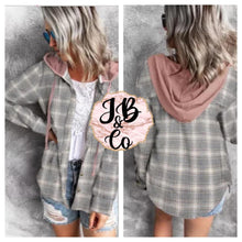 Load image into Gallery viewer, HOODED PLAID SHACKET
