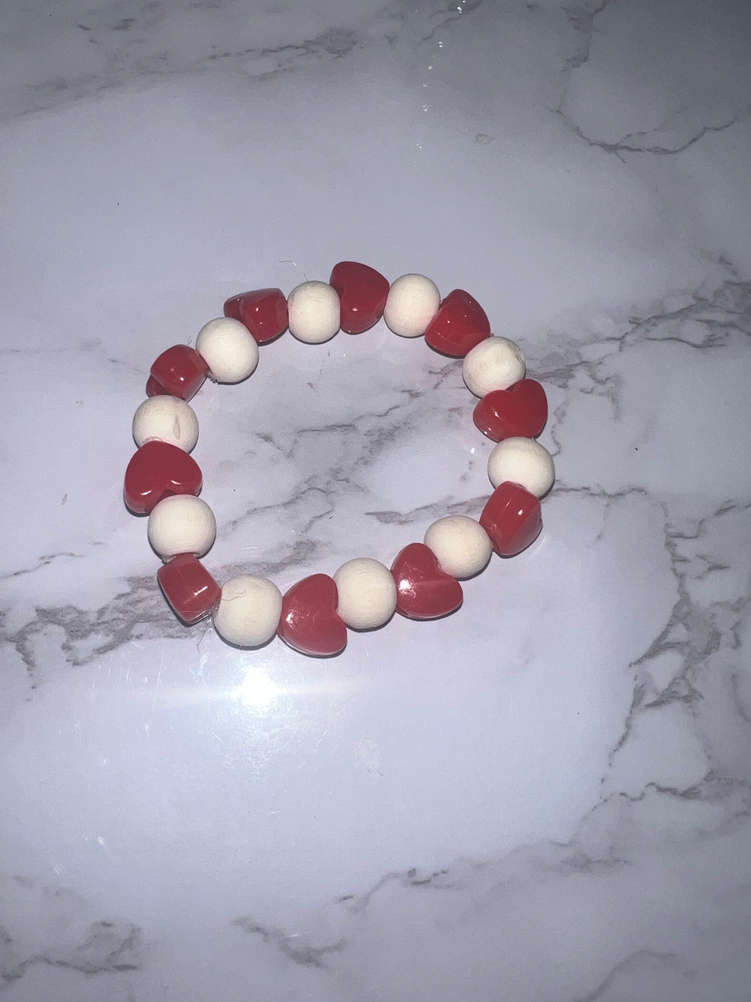 Red Heart & Natural Wood Beads