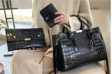 Load image into Gallery viewer, Faux Crocodile 3pc Purse Set
