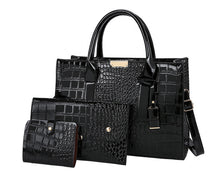 Load image into Gallery viewer, Faux Crocodile 3pc Purse Set
