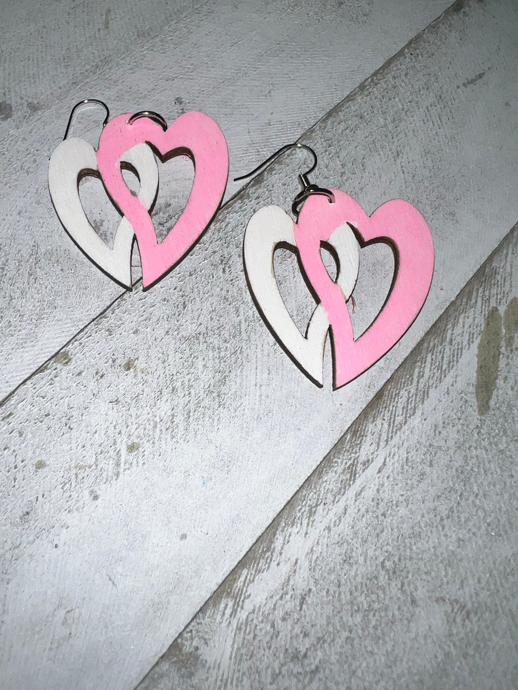 Pink & White Double Hearts