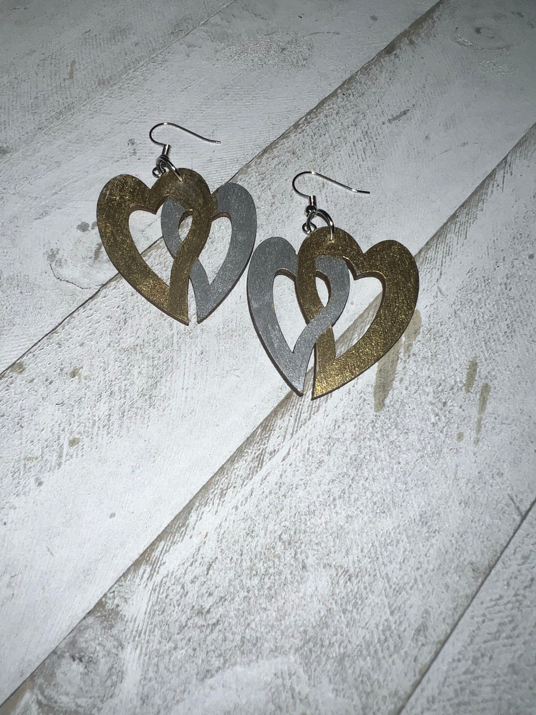 Gold & Silver Double Hearts