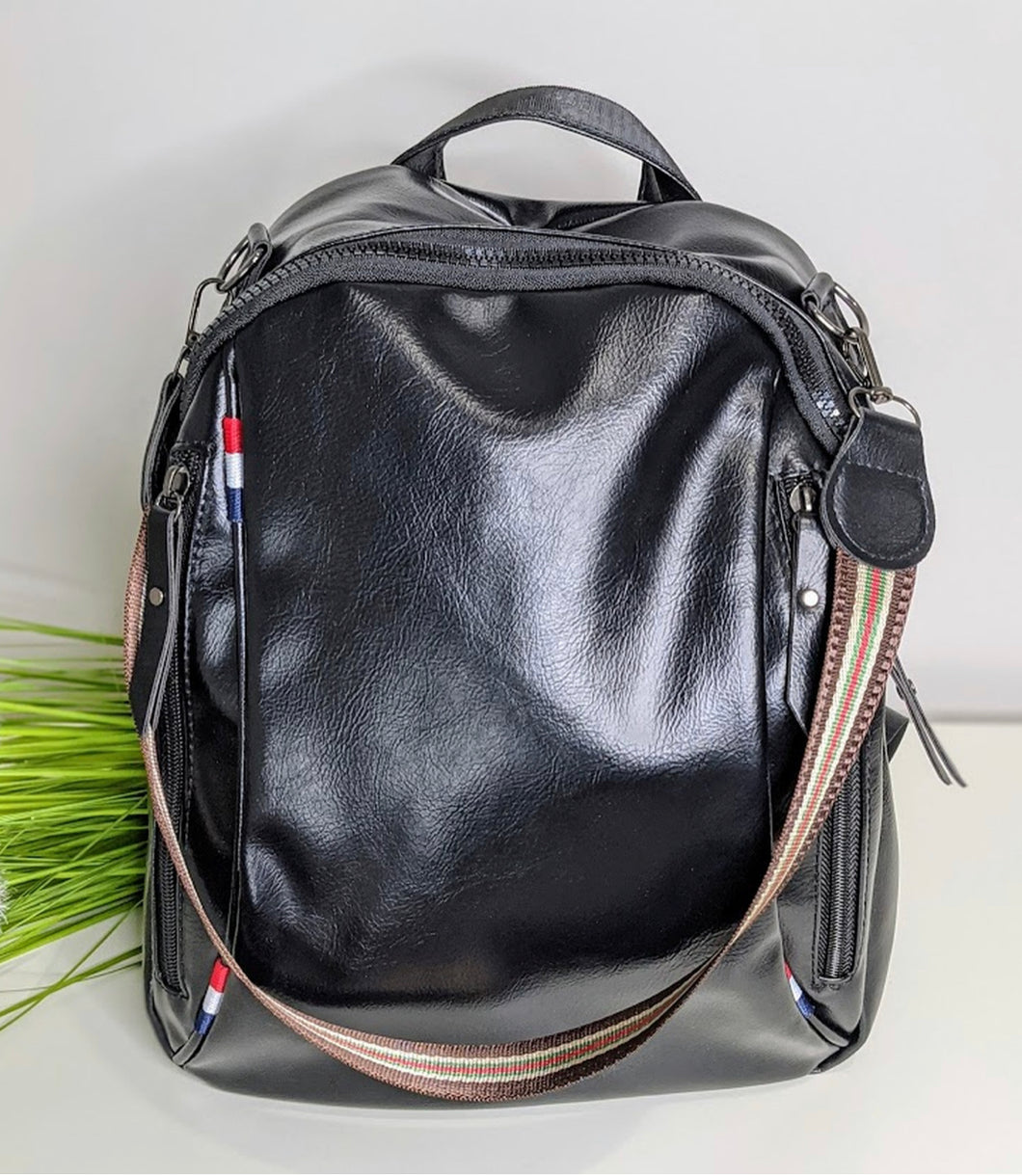 Black Vintage Feels Backpack Crossbody