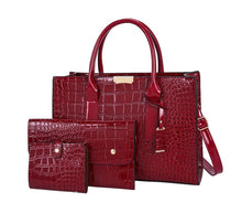 Load image into Gallery viewer, Faux Crocodile 3pc Purse Set
