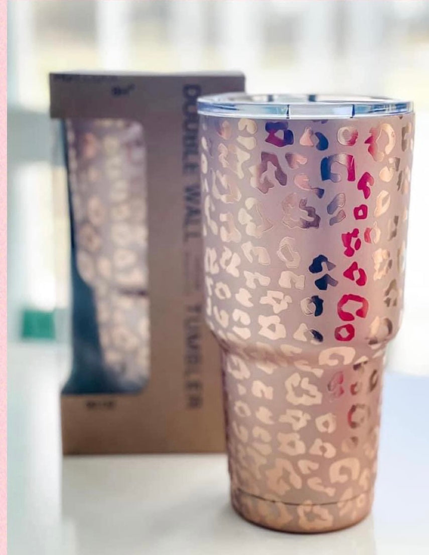 Rose Gold • Leopard Tumbler