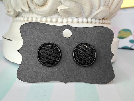 BLACK GLITTER STRIPE Black Bezel Druzy